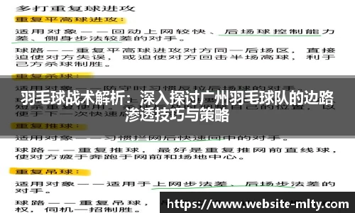 羽毛球战术解析：深入探讨广州羽毛球队的边路渗透技巧与策略